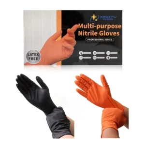 Heavy Duty Orange Nitrile Gloves Mechanic Work Protective Gloves Oil Resistance Disposable Black Diamond Nitrile Gloves