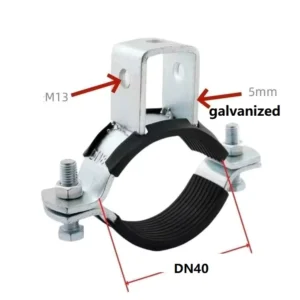Heavy Duty Seismic Pipe Hanger 5mm Thick Galvanized Steel Rubber Lined Pipe Clamp Anti Vibration Saddle Bracket