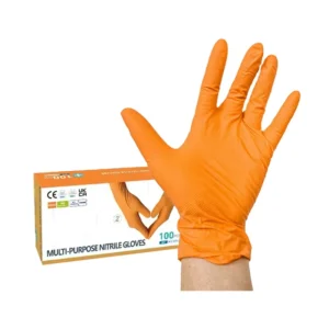Heavy Duty Smooth 8 Mil Mechanic Safety Work Box Disposable Orange Nitrile Gloves Powder-Free