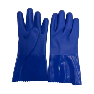High Performance 27cm Blue Micro sandy PVC Gloves Oil Resistant Anti slip Safety Gloves for Automotive