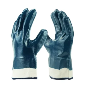 High Performance Oil Field Work Cotton Jersey Blue Smooth Nitrile Coated Safety Gloves EN388