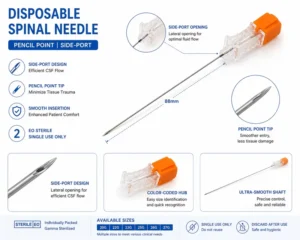 High Precision Spinal Needle for Anesthesia Quincke Pencil Point 50 200mm Customized