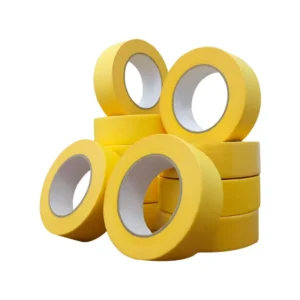 High Quality 150 Degree Yellow Single Sided Auto Masking Tape Rubber Glue and Crepe Paper Pressure Sensitive Decoration