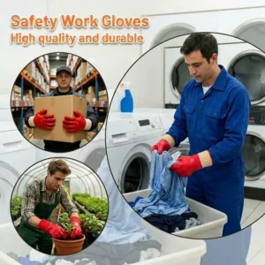 High Quality 26cm Red Smooth Finish PVC Work Gloves with Polyester Lining for Global Trade Sourcing