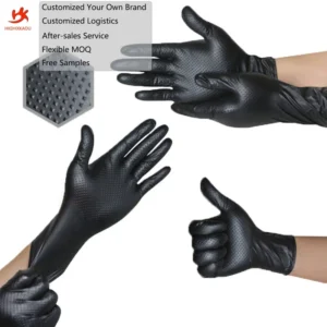 High Quality 9 Inch 5 6 Mil 8 Mil Orange Black Work Diamond Pattern Industrial Safety Nitrile Black Thickened Gloves
