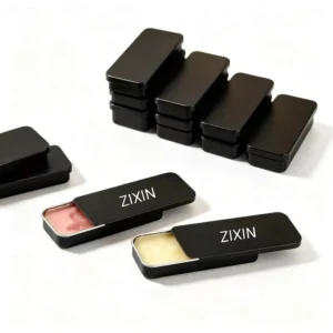 High Quality Custom Logo Silver Sliding Tin Box Rectangle Push Pull Metal Case for Solid Perfume Balm Packaging