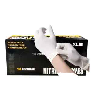 High Quality Disposable Nitrile Gloves White Exam Waterproof Anti Slip Anti Cut Touch Screen Textured Fingers Powder Free Safety