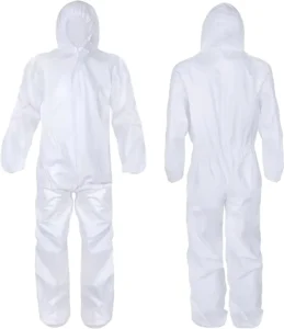 High Quality Disposable PP SMS Microporous Coveralls Waterproof Disposal Jumpsuit with Logo Ink Printed