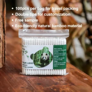 High Quality Medical Disposable Multi Purpose Bamboo Stick Cotton Two Head Ear Buds 7.5cm 100 Pieces Baby Multifunctional