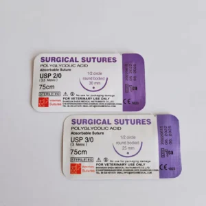 High Quality Medical Veterinary Absorbable Polyglycolic Acid PGA Suture With Needle Veterinary Surgical Suture