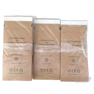 High Quality Raw Material Kraft Paper Pouch Self adhesive 200℃ Resistant Sterilization Single Use Degradable Dental Tool Kits Bag