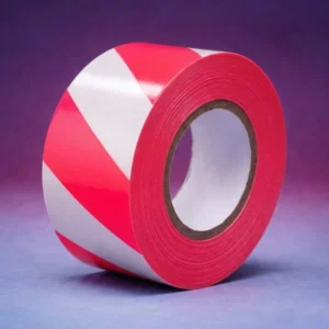 High Visibility Orange and Silver PVC Striped Warning Tape 30mm X 45m Waterproof Tape for Safety and Boundary Marking
