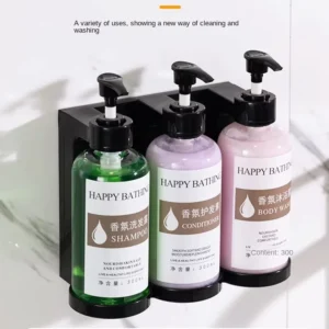Hole free Round Wall Hanging PET Soap Dispenser Lotion Pump Shampoo Shower Gel Hand Soap Box Bracket Bottles