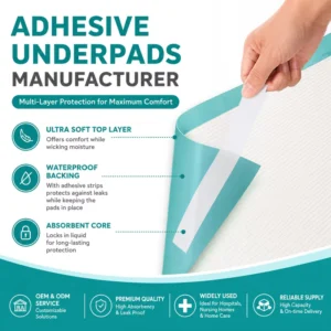 Hospital Bed Pads Backing Medical Underpad Tape Adhesive Underpads for Hospital Beds Disposable Underpad With Adhesive Strips