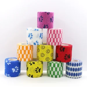 Hospital Grade Medical Sports Wound Support Dressing Custom Print Colored Self Adhesive Vet Wrap Cohesive Elastic Bandage