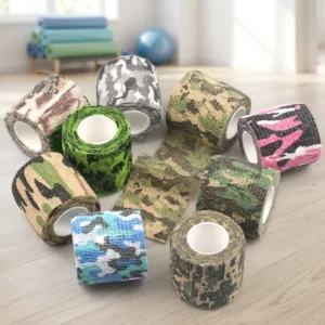 Hot Sales Colorful 2.5cm Cotton Fabric Latex Cohesive Elastic Flexible Bandage for Sporting and Execising