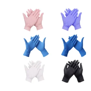 Household Safety Gloves Blue Vinyl Blend Nitrile Gloves Anti-Slip Waterproof Durable Food Grade