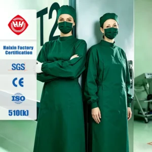 Hubei Haixin Hospitals Reusable Washed Surgical Gown Green High Quality Medical Cotton Surgical Clothes CE Certificate