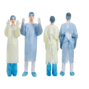 Hubei Haixin Medical Grade CPE Protective Gowns SMMS SMS Gown PE Coated 510 K AAMI Level 2 Disposable Surgical Clothes