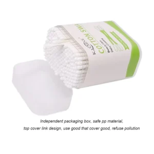 Hypoallergenic Skin Friendly Round Ear Spoon Head Cotton Swab 200pcs Paper Stick Cotton Bud With Square Box