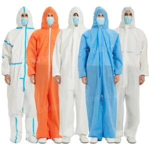 ISO Quality Disposable Adult Protective Suit Coverall Uniform Breathable Blue PE Nonwoven Material Medical Protective Clothes