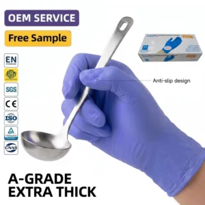 Ice Blue Nitrile Gloves 4mil 5mil 6mil Food Grade with Grease Proof Surface for Kitchen Cooking and Guantes De Nitrilo