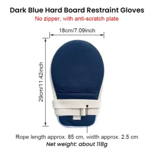 Indigo Hard Hand Restraint Gloves No Zipper Durable Breathable Mesh EPE 18x29cm for Confused Patients Rehabilitation