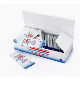 Individual Packaging 100pcs Antibacterial Alcohol Wet Wipes High quality Made of Non woven for Surface Cleaning