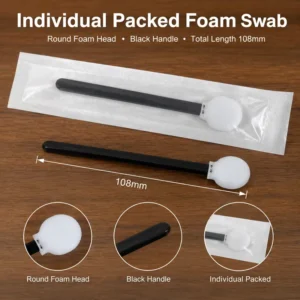 Individually Packed Foam Swab 108mm Total Length Round Sponge Head Printer & Circuit Board Cleaning Stick