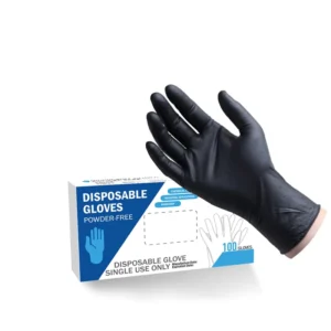 Industrial 100pcs Box Tattoo Barbershop Beauty Salon Black Nitrile Disposable Gloves Powder Free