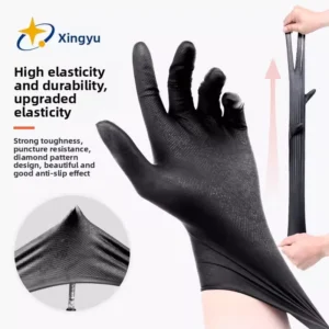 Industrial Disposable Nitrile Gloves Oil proof Waterproof Anti slip Diamond Pattern Rubber for Auto Garden