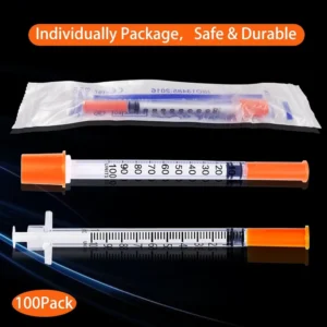 Insulin Syringe 1ml Case 29g 30g 31g 32g Medical Disposable Sterile Safety Painless Needle 1/4 5/16 Syringe 1ml Veterinary