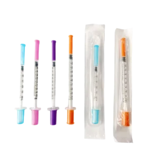 Insulin Syringe with Needle Sterile Peptide Injection Suitable for Liquid Dispensing Purple Pink Orange Color