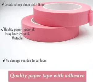 Jinghe Pink Crepe Paper Wasabi Tape Single Sided Acrylic Adhesive Water Activated Waterproof for Indoor Masking