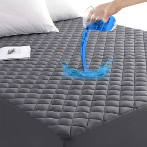King Size Quilted Fitted Mattress Pad 100% Waterproof Dust Proof Noiseless Mattress Protector 16 Deep Grey