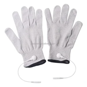 Konmed Medical CE/510k Approved Physiotherapy Hand Massager Silver Fiber Nylon Conductive Garment Durable TENS Conductive Gloves
