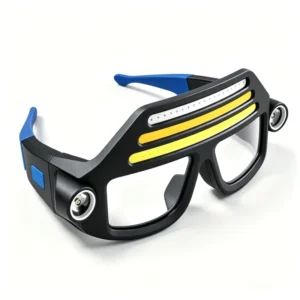 LED Lighted Safety Work Goggles Dual Side Spotlight 3 Headlamp Glasses Rechargeable Illuminated Protective Eyewear for Workshop
