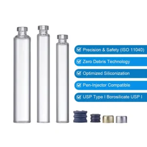 LINUO Factory Price USP Type I RTU Cartridge Clear Cartridge Bottle Cosmetic Pharmaceutical Glass Cartridge for 1.5ml to 3ml