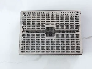Laboratory Disinfection 316 Stainless Steel Wire Metal Sterilization Basket with Closing Lid Used for Pathological Analysis