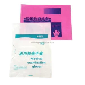 Laboratory Use Pink Dustproof Transparent Waterproof Disposable Plastic PE Bag Medical Examination Gloves Hot Stamping