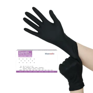 Latex Free Nitrile Examination Gloves Non slip Textured Fingertips 4mil Disposable Powder Free Black for Medical