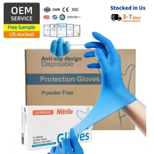 Latex Powder Free Medical Exam Disposable Nitrile Blue Gloves for Landscape Gardening Tattoo