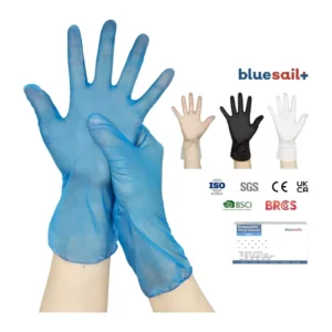 Latex free Vinyl Gloves Medical Examination Dental Veterinary Aged Care Powder Free Blue Disposable 3mil PVC Gloves for Hospital