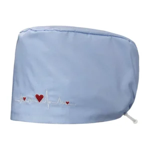 Light Blue TC Caps for Women Nursing Working Caps Sweatband Adjustable Elastic Scrub Hats OEM Medical Healthcare Caps