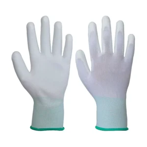 Light Duty Anti slip White Seamless Nylon Knit Shell PU Coated Assembly Line Inspection ESD Precision Handling Work Grip Gloves