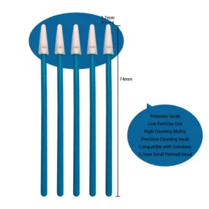 Lint Free Blue Handle 3.7mm Small Pointed Industrial Cleaning Swab Cleanroom Polyester Swab for Electronics Cleaning