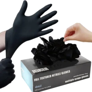 Logo Printed Textured Fingers Anti-Slip Breathable Durable Powder Free 5MIL Thick Sterile Gloves for Screen Waterproof Use