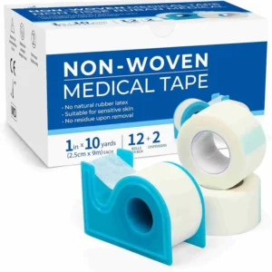 LotFancy Medical Tape 12Rolls 1inch X 10Yards Surgical Paper Tapes Wound First Aid Tape 2 Dispensers Included