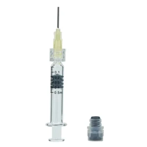 Luer Slip Glass Syringe Luer Lock Syringe 0.5ml Prefilled Glass Syringe Plastic Gold Silver Metal Plunger for Lab Cosmetic Oil