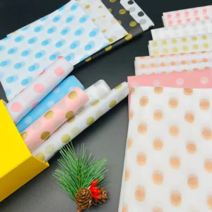 Luxurious Eco friendly Tissue Paper Polka Gold Rose Silver Dot Acid Free Scented Biodegradable Candle Wrapping Good